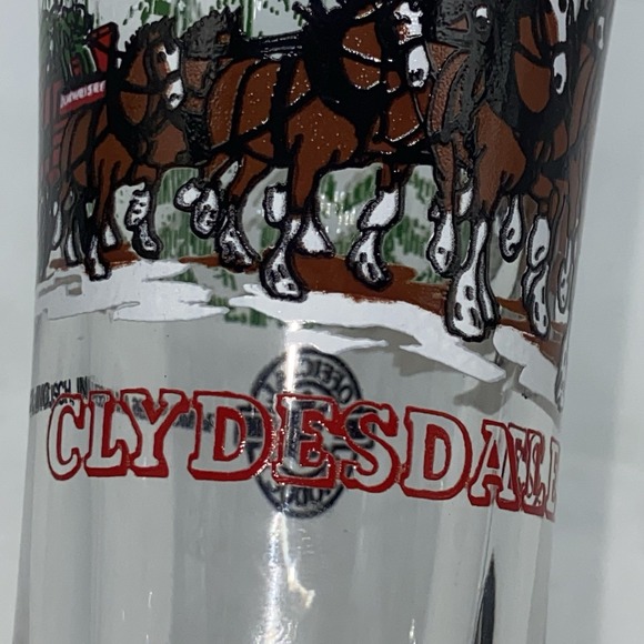 Budweiser Beer Glasses 1996 Plisner VTG Clydesdale Christmas Glass 7" Lot Of 2 - Picture 12 of 16